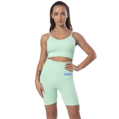 China Sportswear Breathable Clothing Women Fitness Yoga Pants And Bra Shorts Yoga Seamless Set for sale