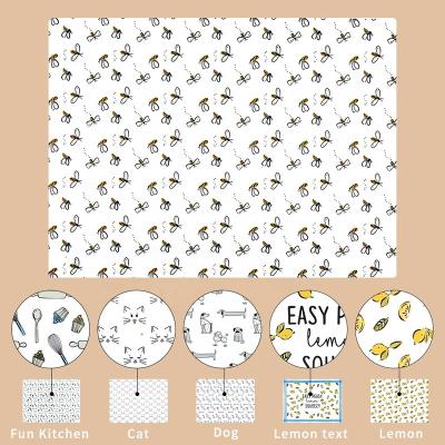 China 40*30cm six running different cute pattern slip silicone flexible stocked place mat non personalized baby place mats for sale