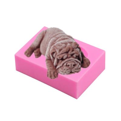 China Hot Selling Cute Shar-Pei Dog Design Fondant Cake Decorating Molds Viable Silicone 3D Molds for sale