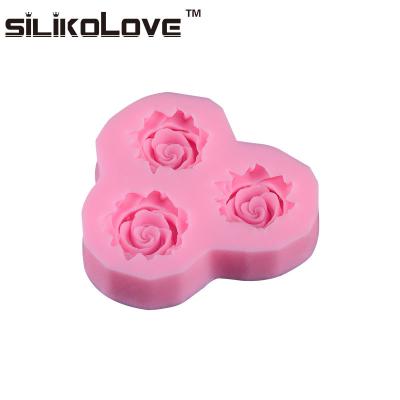 China Viable 3 Rose Cavity Designed New Arrival Bpa Free Homemade Cake Decorating Supplies Soft Silicone Soap Mold Cake Decorating Tools for sale