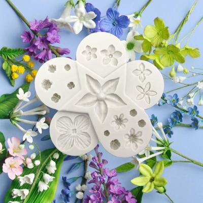 China Sustainable 3D Flower Shape Silicone Mold DIY Fondant Cake Mold Chocolate Fondant Tool for sale