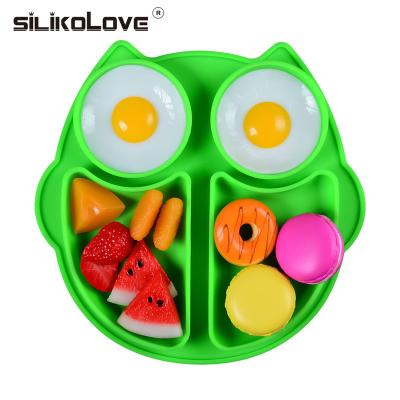 China BPA Free FOOD GRADE STANDARD TOP SELLING ANIMAL OWL SHAPE BABY KIDS CHILDREN 4 CAVITY FEEDING SILICONE BOWL FRUIT CANDY CAKE BOWL for sale