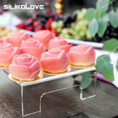 China Viable silicone rose 6 cavity cake mousse baking mold for flower shape dessert pastry mousse decorating bakeware accessories for sale