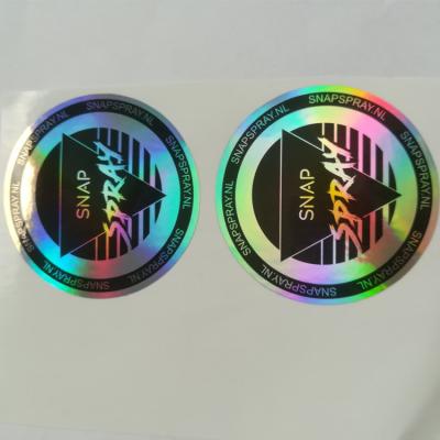 China Custom Adhesive Label Waterproof Logo Hologram Die Cut Rainbow Color Vinyl Laser Sticker Decals for sale