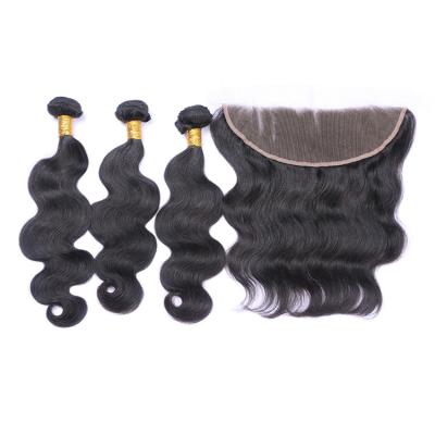 China No tangle no shedding. Smooth.Thick Ends.No Soft Brilliant Smell. 100% unprocessed virgin indian cuticle aligned hair 3 bundles body wave with lace front closure for sale