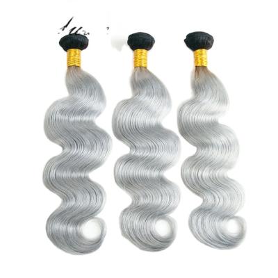 China Softest Human Hair 100% Unprocessed Virgin Hair Color 1B Body Wave Gray Hair Weft for sale