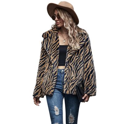 China Fashion Winter Women Shein Woolen Jackets Print Faux Fur Coat Casual Breathable Mid Length for sale