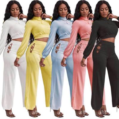 China Anti-pilling anti-pilling YG8047 2021 autumn and winter models hot women's two-piece wide-leg casual pants suit for sale