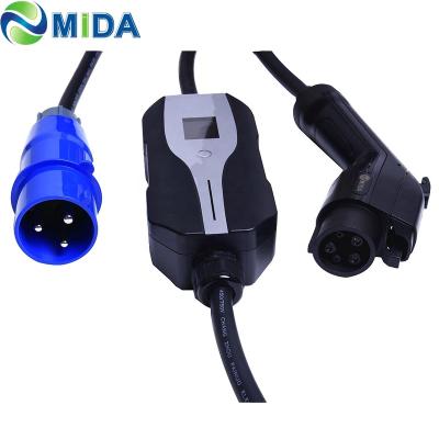 China 110V~250V Portable EV Charger Type 1 J1772 Plug EVSE with 8A 12A 16A 20A 32A Type 2 Adjustable EV Charging for sale