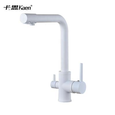 China Contemporary Multifunctional 360 Swivel Water Purification RO Kitchen Faucet / White Brass Faucet for sale