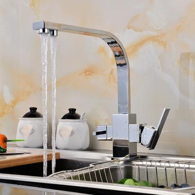 China Contemporary Double Handle 3 Way Kitchen Faucet For Drinking Water Supply Faucets for sale