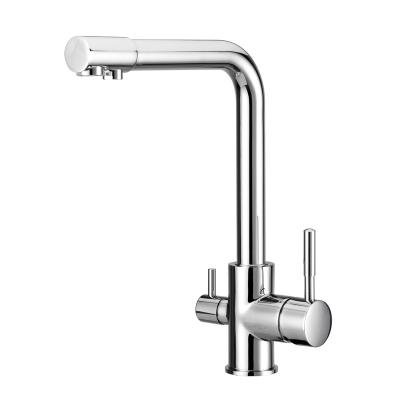 China New Design Contemporary Double Handle Kitchen Chrome 3 Way Modern RO Kitchen Faucet for sale