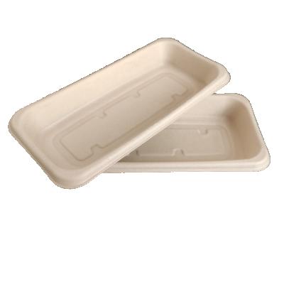 China Minimalist NTFP300 Biodegradabler Sugar Cane Dessert Dish Eco-Friendly Disposable Bagasse Pulp Sugar Cane Long Sugar Cane Dessert Dish for sale