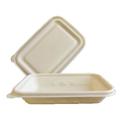 China Minimalist NWEH-20 Biodegradable Take Out To Go Cornstarch Food Container With Lidst Food Cornstarch Single Compartment Food Container for sale