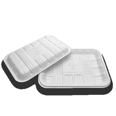 China TP185 Minimalist TP185 Organic Biodegradable Organic Cornstarch Container Cornstarch White Square Disposable Plastic Tray for sale