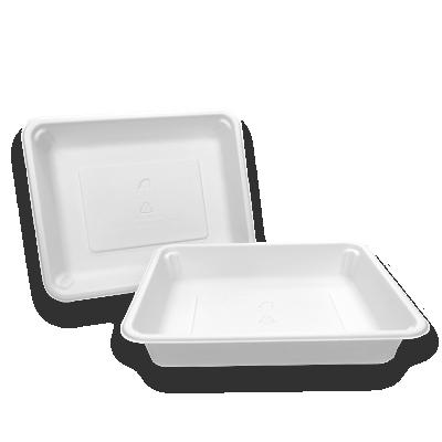 China TP170 Minimalist TP170 Organic Biodegradable Organic Cornstarch Container Cornstarch White Square Disposable Plastic Tray for sale