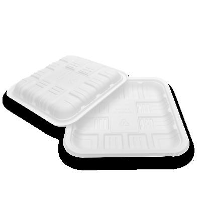 China TP150 Eco-Friendly High Quality Disposable Biodegradable Compostable White Tray Minimalist Food Container Cornstarch for sale