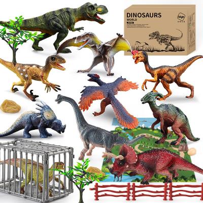 China Hot Selling Kids Toys Kiya F6014-1 Triceratops Set Toys With Play Mat Animal Model Dinosaur Toys for sale