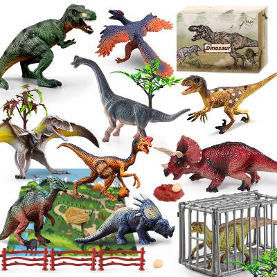 China Hot selling kids toys Kiya 6014 simulation dinosaur game set toys with play mat and figures for sale