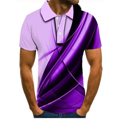 China Antibacterial Mens Golf Shirt Tennis Shirt 3D Print Graphic Prints Linear Collar Street Casual Button Down Short Sleeve Tops Polo Shirt for sale