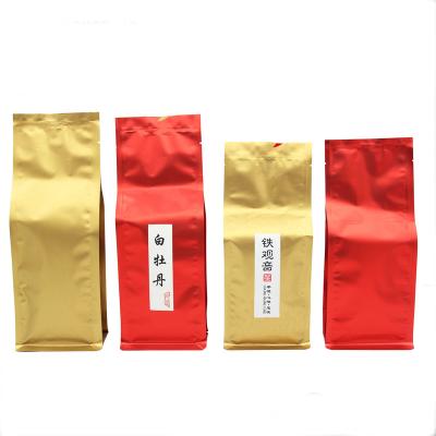 China Free Sample Recyclable Custom Printed Logo Red Color Empty Plastic Bag Side Gusset Tea Packaging Bag for sale