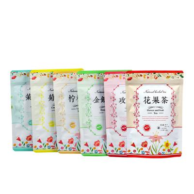 China High Quality Recyclable Full Color PET/PE Stand Up Transparent Zipper Tea Bags With Bottom For 2KG for sale