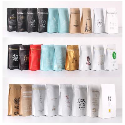 China Barrier Custom Printed Aluminum Foil Fruit Bag Flat Bottom Coffee Bag Dry Coffee Kraft Paper Bag With Valve Zip Lock for sale