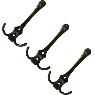 China Three Sustainable High Quality Zinc Alloy Home Wall Mounted Coat Hat Hooks for sale