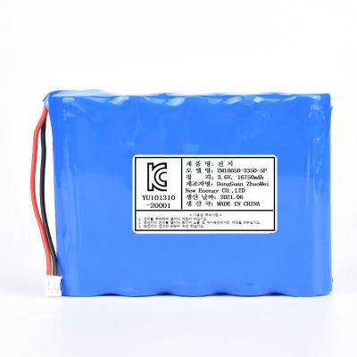 China Pack 16750mAh 3.7v6.5A 1S5P lithium ion rechargeable battery (toys kc cell 3350mAh certificate 18650 battery) with PCM and cable for sale