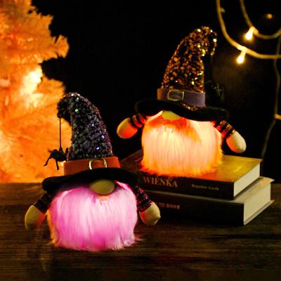 China Outdoor Indoor Decorate Lights Party Decorative Spider Gnome HDL472 Mood Doll Glowing Faceless Halloween Lamp for sale