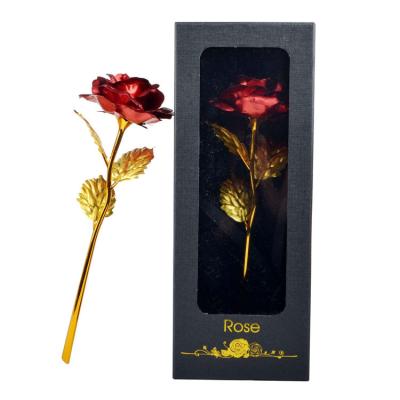 China GF01 Metal Lover Gold Foil Roses 2022 With Open Window Gift Box Valentine Girlfriend Gift for sale