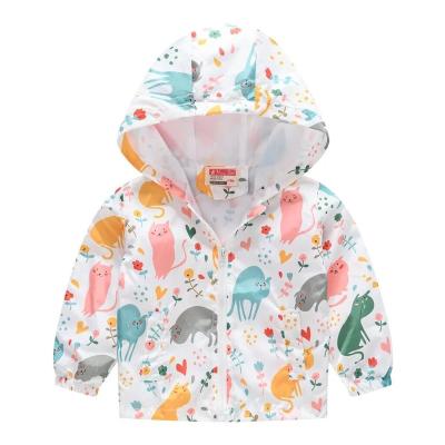 China Anti-wrinkle Spring Kids Clothes Anorak Ditch Coat For Kids Hooded Rainbow Unicorn Outerwear Long Sleeve Coat For Girls 1 To 7 Years Old for sale