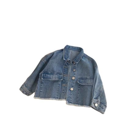 China New Kids Baby Denim Viable Blue Jacket Pearl Cute Girl Denim Jacket for sale