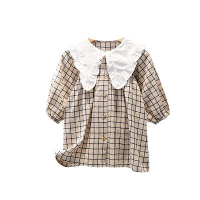 China Breathable Soft Rural Princess Wind Dress Plaid Party Dress Autumn Baby Girl Long Sleeve for sale