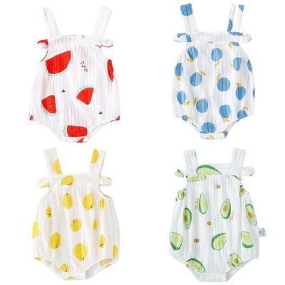 China Luxury Customize Summer Jumpsuit Baby Clothes Lace Up Ruffle Cotton Seersucker Baby Romper Infant Costumes for sale