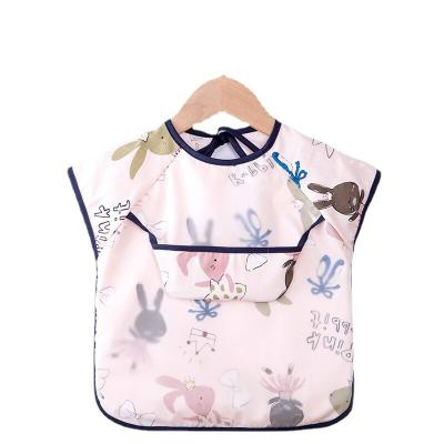 China Viable Cartoon Print Art Shirt For 0-3 Years Old Kids Painting Waterproof Art Painting Bib Apron for sale