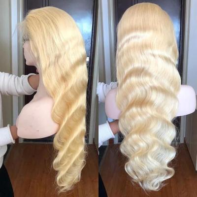 China Body Wave Pre Pluck 13X4 Transparent Kinky Curly Gold Lace Front 13X6 Hd Lace Front 16 Inch Honey Blonde 613 Water Wave Frontal Wig for sale