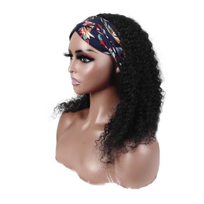 China 100% Wigs, Wholesale Cheap Natural Virgin Hair Deep Wave Brazilian Hair Headband Wigs For Black Women, No Lace Wigs for sale