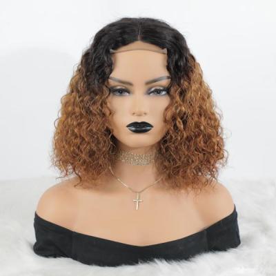 China HD Deep Curly Highlight Lace Closure Transparent Swiss Wave Headband Pre Plucked Brazilian Bleached Knots Hair Wig For Black Women for sale