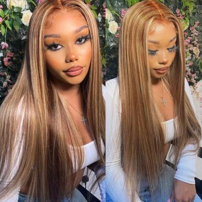 China Straight Can Be Dyed Mink Indian Virgin Human Hair 30 27 Inch Straight Transparent Lace Front Wig Highlight 13X4 Ombre Color Long Full for sale