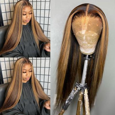 China Straight Real Mink Human Hair Hd Swiss 100% Natural Silky Straight Highlight Front Full Frontal Closure 13X6 Bob 1B Wig for sale