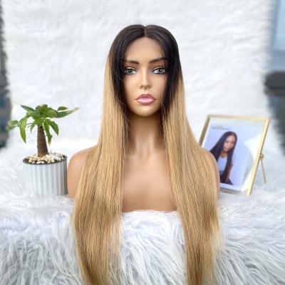 China Factory Price 10 Inch Straight Body Wave Lace Front Wigs 13*4 1b/27 Brown ,Ombre Highlight Hair Short Curly 100% Lace Front Wig for sale