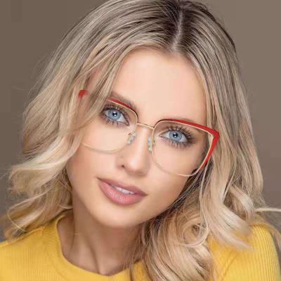 China For reading glasses 95606 new metal anti-blue glasses European and American style glass literary simple women for sale