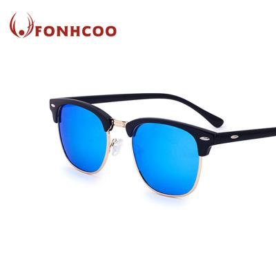 China FONHCOO Fashion Sunglasses Wholesale Fashion Customized Plastic UV400 Temple Half Frame Metal Black Sunglasses for sale