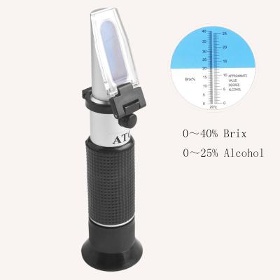 China Refractometer portátil do ATC do Wort do álcool de 0~25% para o teste do açúcar do vinho à venda