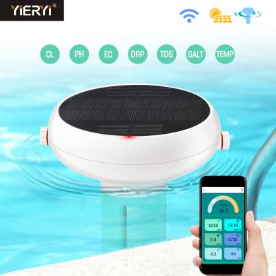 Cina Tuya Zigbee Solar Charging Piscina Monitor della qualità dell'acqua Calcolatore di cloro PH/ORP/EC/TDS/Salinità in vendita