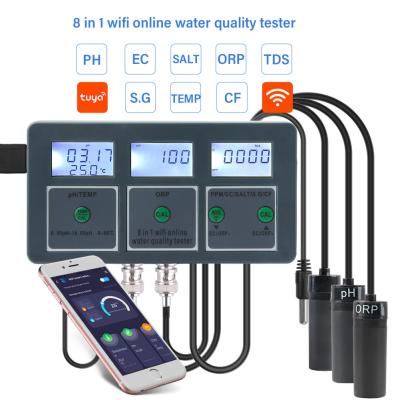 China Teste de calidad de agua WiFi inteligente de 8 en 1 Monitoreo remoto Ideal para acuarios, piscinas, laboratorios y agua potable en venta