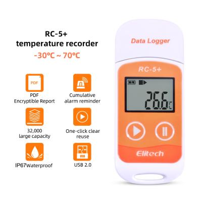 China Mejora de alta precisión del maderero de datos de la temperatura de Elitech RC-5+ Digitaces USB para la refrigeración, transporte de la cadena fría, laboratorios, en venta