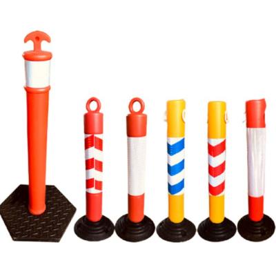 China Plastic Column Rubber Road Cones 900Mm High Visible Detachable Rocker Low Column Road Warning Cone for sale