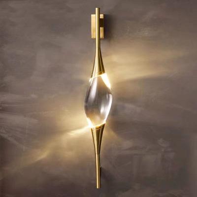 China Newest Modern Design Luxury Hotel Bedroom Bedside LED Wall Sconce Crystal Wall Lamp Gold Home Creative Decorative Modern Indoor Light for sale